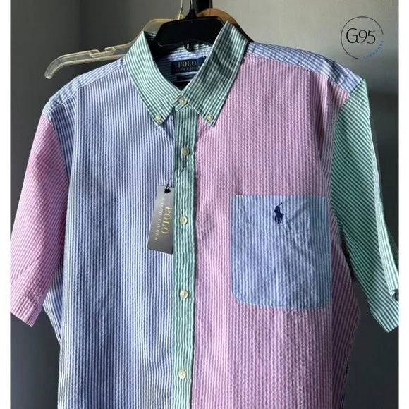 NWT POLO RALPH LAUREN Men's XL RL Prepster Classic-Fit Seersucker Shirt UNTUCKED - Picture 4 of 5